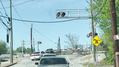 Russian roulette on the train track. I chickened out and turned left before the crossing.