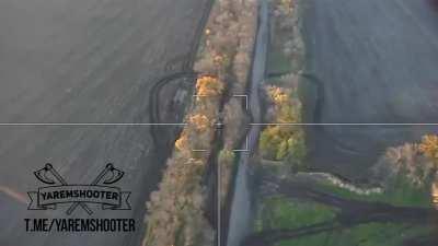 RU pov: Lancet drone hits AHS Krab