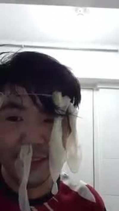 Dude apologised with condoms on his face after cheating on Thai girlfriend