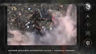 A large group of Russian infantry was destroyed by drones from Ukraine's 423rd Separate Unmanned Systems Battalion 