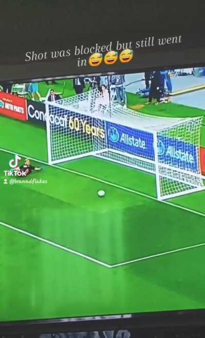 Goalie blocks shot during penalty shootout and it still goes in