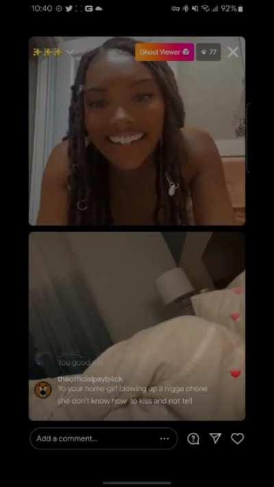 Brief live, faking a nip slip........ again!