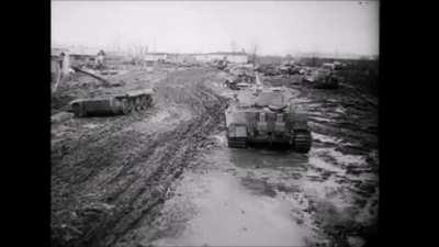Video of a large number of Tigers from sPzAbt 503, along with a number of other vehicles and armor, lost at the repair depots located around Potash near Uman, Ukraine, March, 1944.