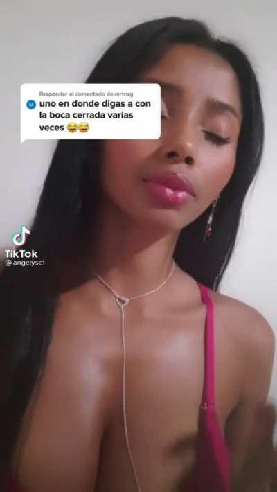 She bounce big Colombian tits on TikTok. What she do on OF? (NSFW)