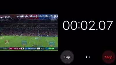 Matt Burton’s bomb hang time with timer stopping. 5.35 seconds boot to ground.