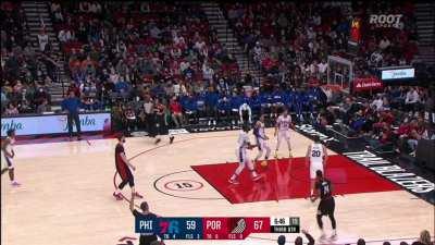 [Highlight] Lillard with a nasty fake on Maxey then drills the deep three