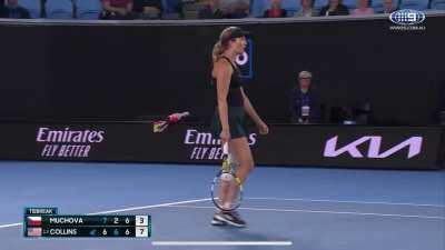 Tennis player celebrates before being reminded of tie break rules.