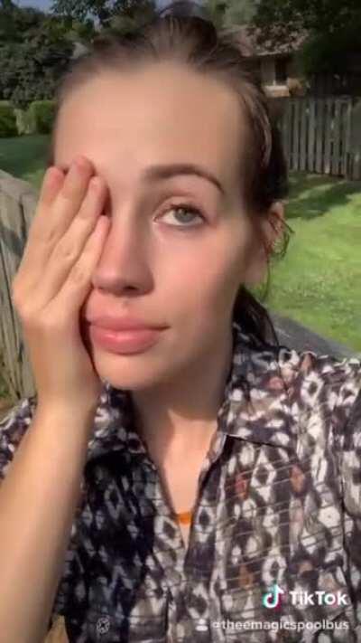 Her eye colour changes in sun