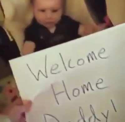 To greet dad
