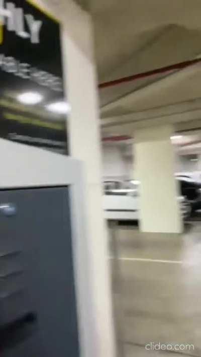 To exit the parking garage at work