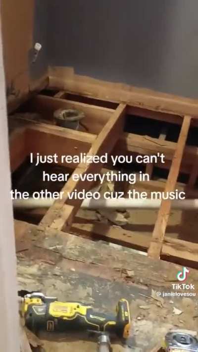woman falls through roof