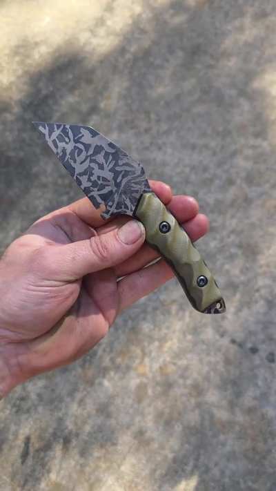 80CrV2 with Overlay Rust bluing etch. OD Green G10 with Black G10 liners