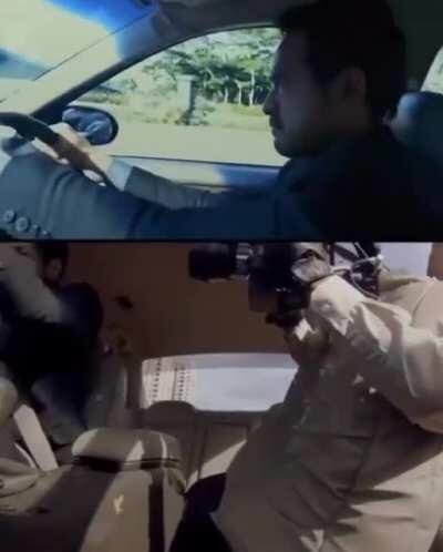 The second camera man is disguised as the passenger seat