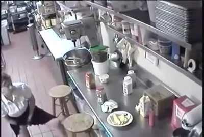 Restaurant Employee Sticks a Hot Dog into Her Pussy, Then Serves it to a Customer