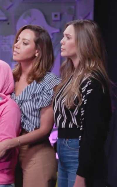 Who else wants a threesome with Aubrey Plaza and Elizabeth Olsen?