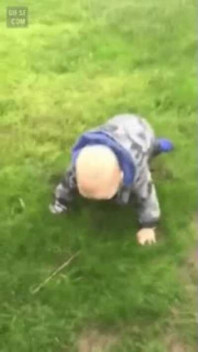 Laughing at clumsiness