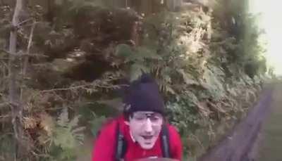 'No no no no no no no, no motorbikes in the forest park'