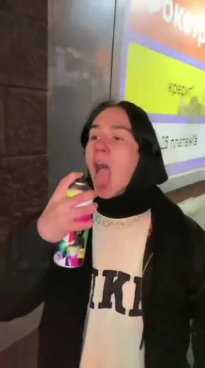 Bad boy Russian shows us how to huff paint