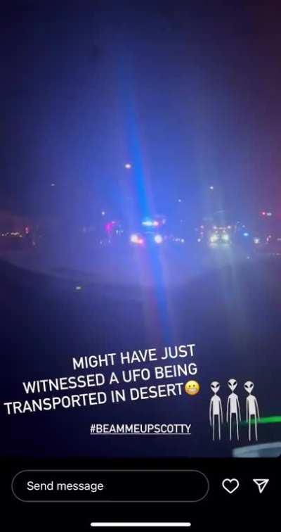 Saucer getting transported right outside of 29 Palms marine base