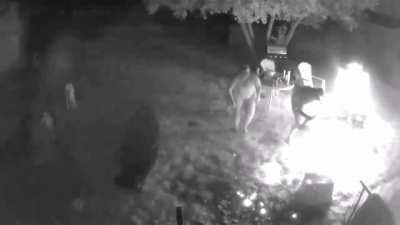 Pouring gasoline on a large fire