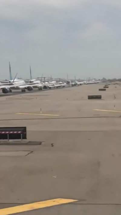 This massive Queue of planes at Newark airport yesterday