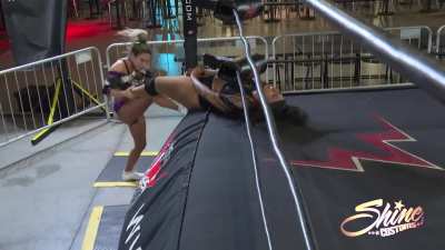 Sahara Se7en dragged into the ringpost by Kelsey Heather