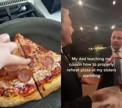 The reheating of a cold slice of pizza...