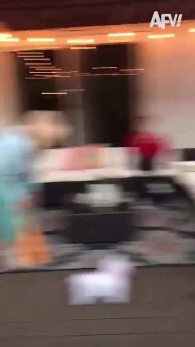 He let grandma hit the pinata one time and now he'll never trust her again