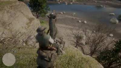 Sadie hilariously falling off a cliff