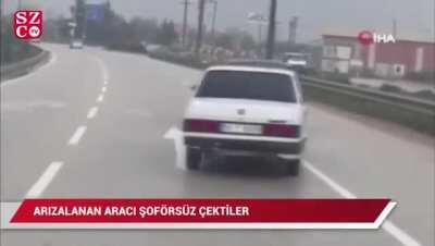 Idiots NOT in the pulled car.