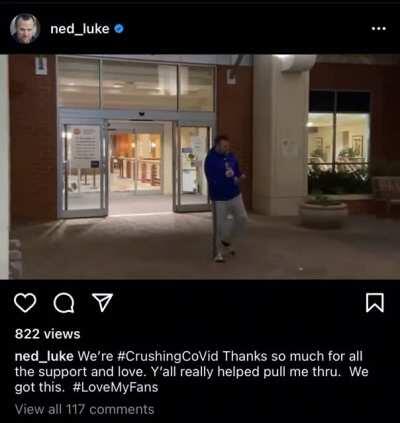 Ned Luke leaves hospital after recovering from Covid