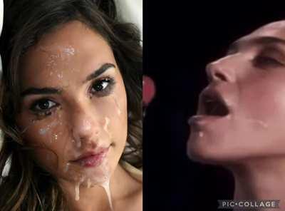 Gal Gadot taking that cumshot - Celebrity Cumshot Cum In Mouth Porn GIF by bbcbruce562