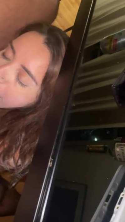 My husband watched while I sucked my bull’s monster cock