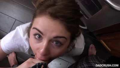 Ruining Daddy's Breakfast With Blowjob