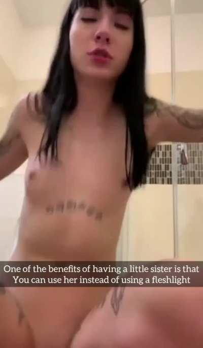 Bathroom Brother Caption Family POV Petite Sister Porn GIF by milfhunter09