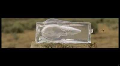 When bullet pass through this gel, it causes a mini explosion