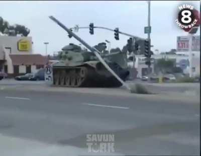 It’s not a game, it’s real! In 1995, Shawn Timothy Nelson, an American plumber and US Army veteran who stole an M60A3 Patton tank from a US National Guard arsenal in San Diego, California, damaged numerous cars, fire hydrants, and a trailer until he was s