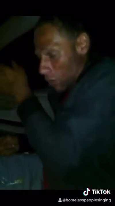 Super talented homeless man singing his heart out.