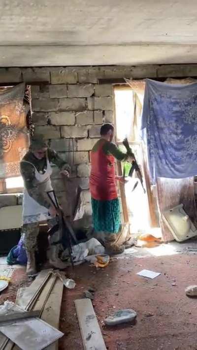 UA fighters dressed as female non combatants. 