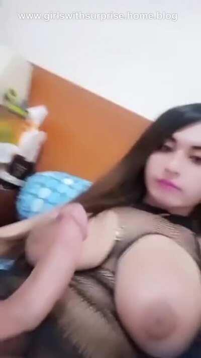 Donnah Star shows her big tits and cock (gif)