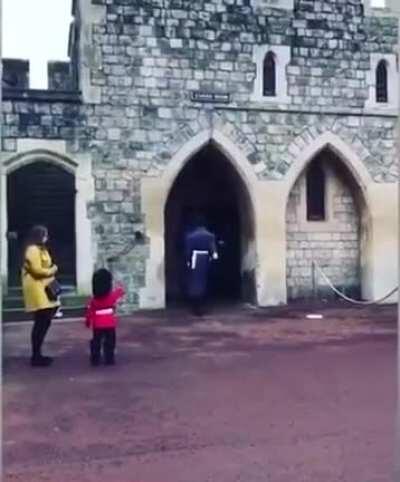 Slough boy's adorable moment with Coldstream Guards at Windsor Castle.