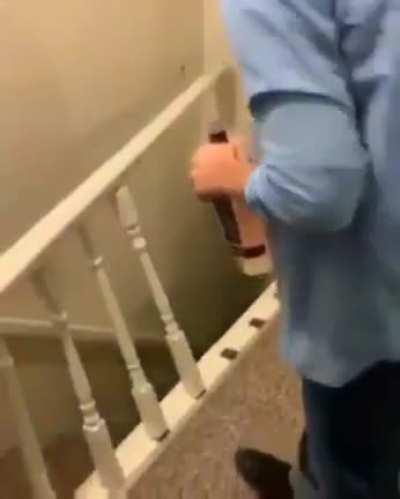 Let's see if this handrail could withstand alcohol strength.