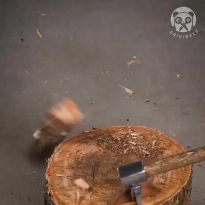 He even put the ruined axed head back on upside down...