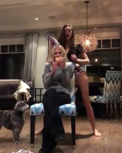 Giving her friend a show