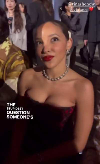 Tinashe being interviewed   while attending fashion show | IG 9/20/24