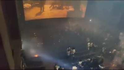 Indian fans started fireworks inside the theater upon release of  new movie of popular Indian actor 