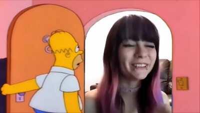 Homer Simpson opens the door to UwU Girl