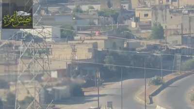Jaysh al-Izza TOW team catches an SAA tank in the rear - Shaizar, Syria