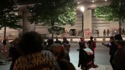 Police in Portland shot someone in the head with what appeared to be an impact munition.