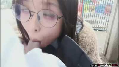 Perfect Japanese public blowjob...
